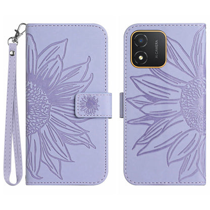 For Honor X5 4G HT04 Phone Wallet Case Sunflower Imprinted Leather Stand Phone Cover