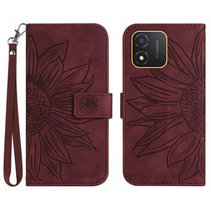 For Honor X5 4G HT04 Phone Wallet Case Sunflower Imprinted Leather Stand Phone Cover
