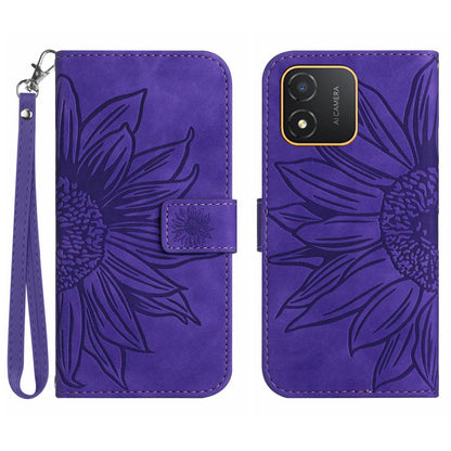 For Honor X5 4G HT04 Phone Wallet Case Sunflower Imprinted Leather Stand Phone Cover