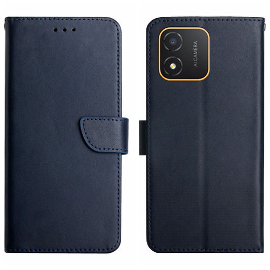 HT02 Genuine Leather Phone Case for Honor X5 4G , Folding Stand Wallet Flip Cover
