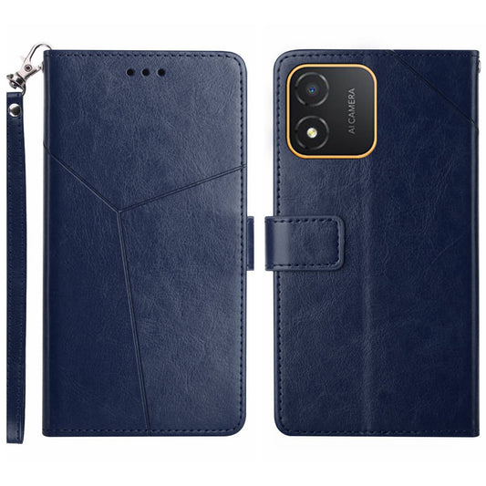 HT01 PU Leather Phone Case for Honor X5 4G , Y-shaped Line Imprinted Flip Stand Wallet Cover