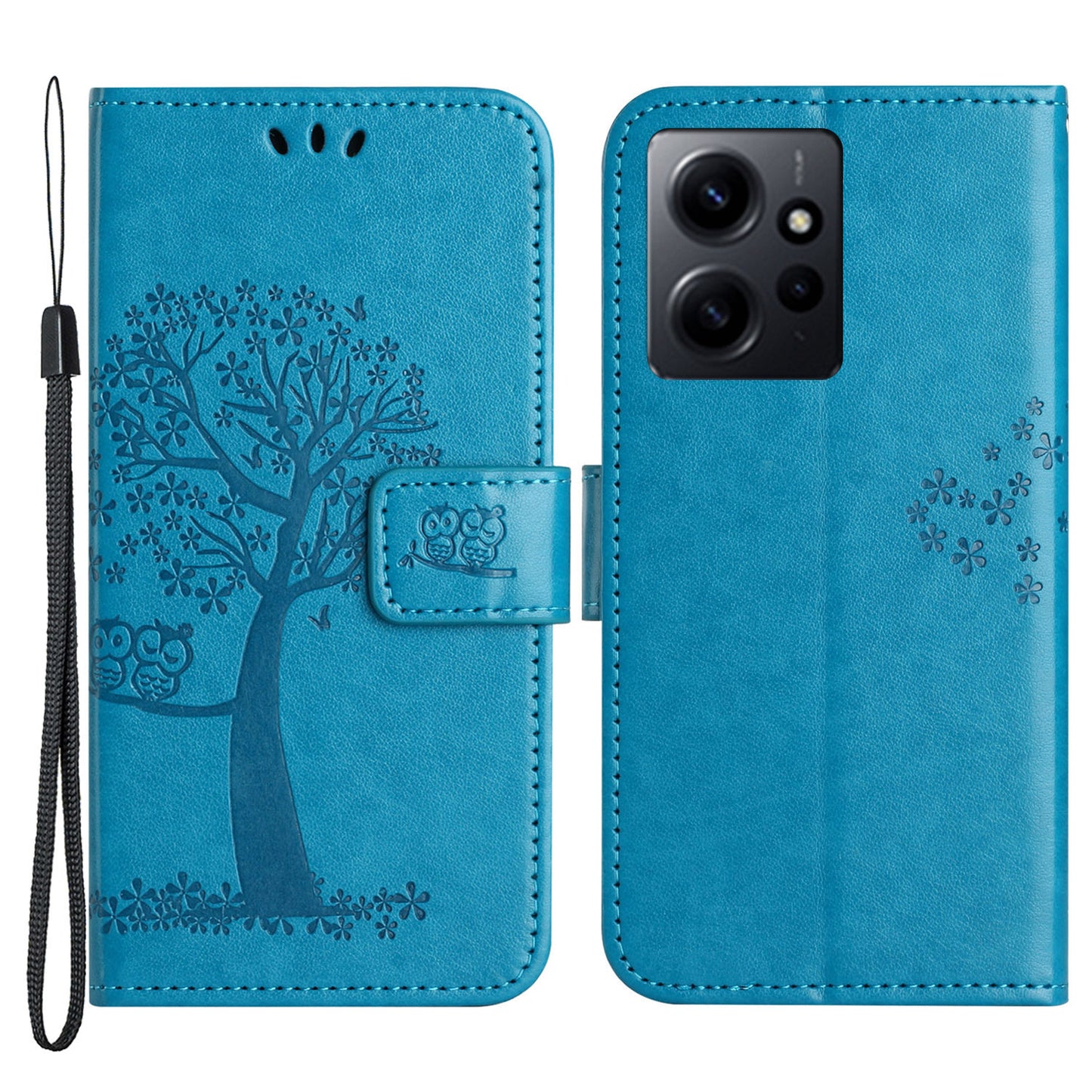 For Xiaomi Redmi Note 12 4G Owl Tree Imprinted Pattern Phone Wallet Case PU Leather Stand Phone Cover