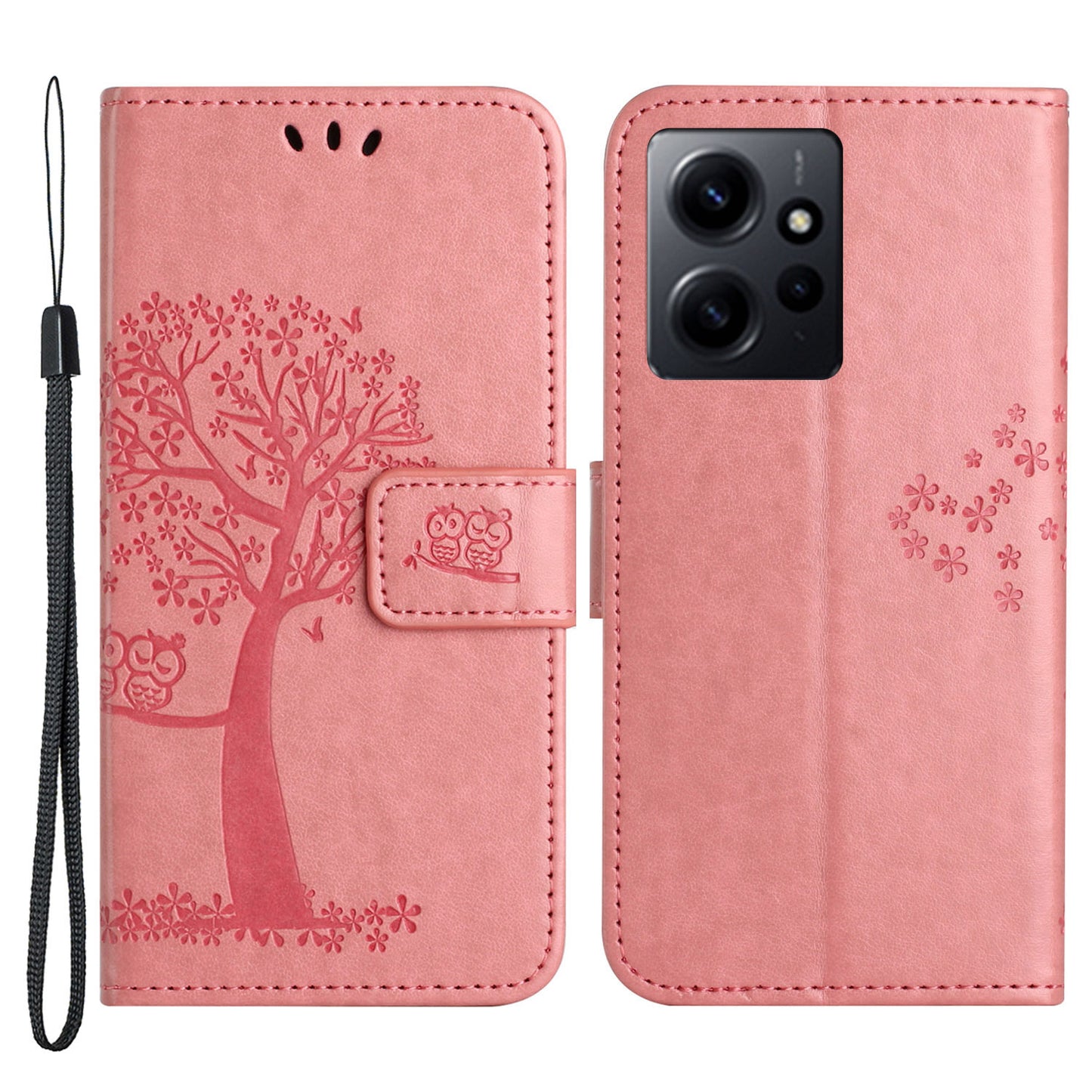 For Xiaomi Redmi Note 12 4G Owl Tree Imprinted Pattern Phone Wallet Case PU Leather Stand Phone Cover