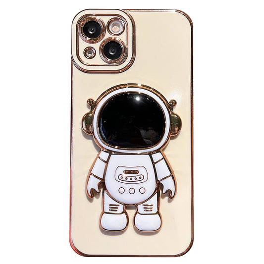 For iPhone 14 Plus TPU Phone Case Astronaut Kickstand Electroplating Love Heart Phone Cover