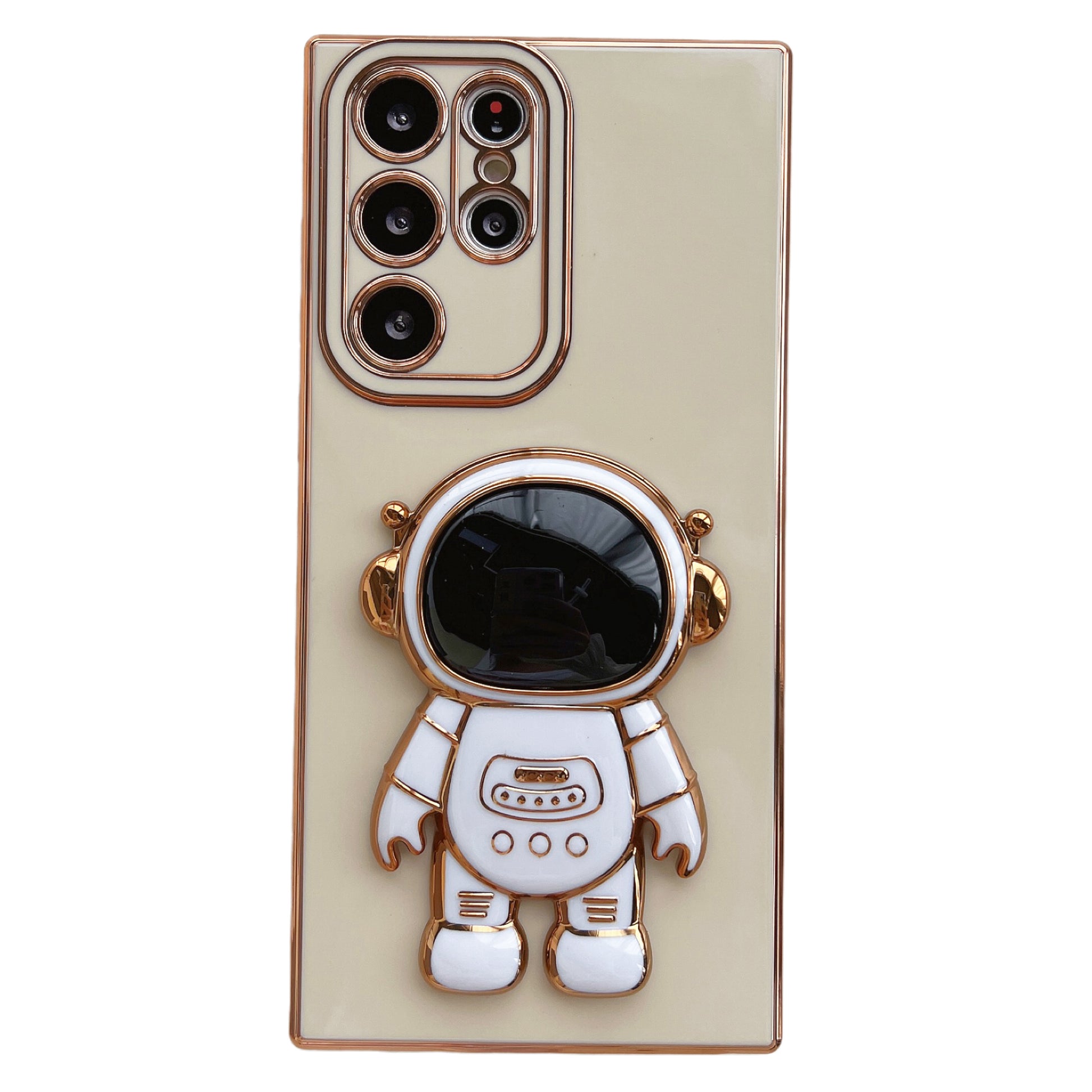 For Samsung Galaxy S23 Ultra Astronaut Kickstand Electroplating TPU Phone Case Anti-scratch Back Cover