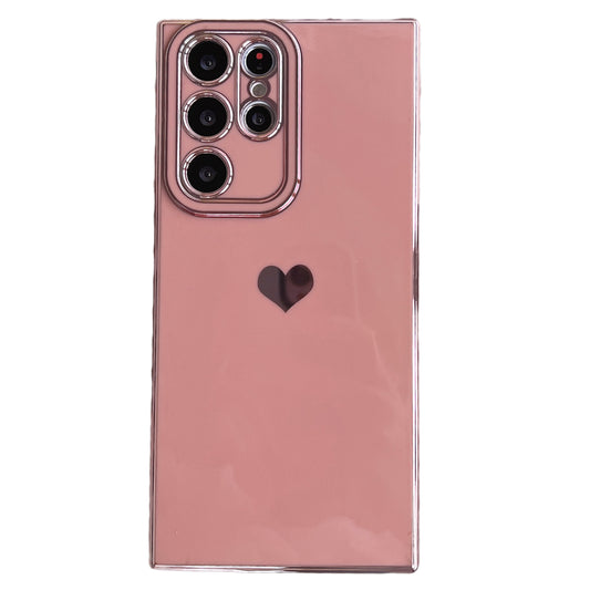 For Samsung Galaxy S23 Ultra Love Heart 6D Plating Phone Cover Soft TPU Camera Protection Case