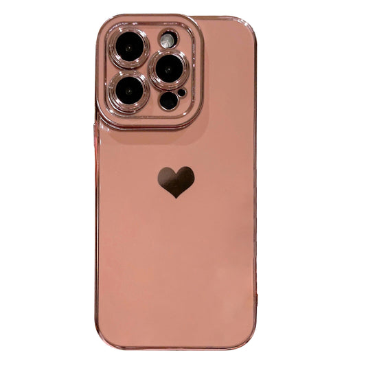 For iPhone 14 Pro Phone Cover 6D Electroplating Side Love Heart Soft TPU Phone Case