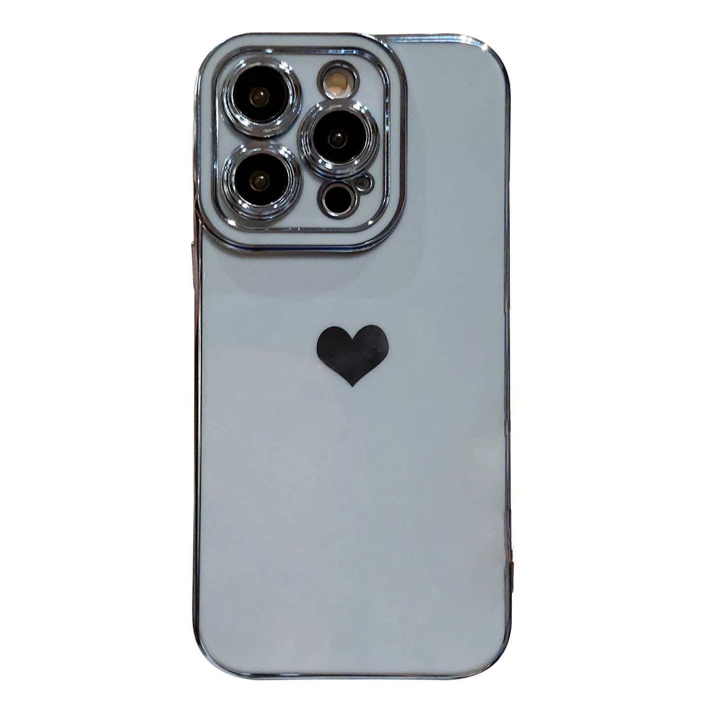 For iPhone 14 Pro Phone Cover 6D Electroplating Side Love Heart Soft TPU Phone Case