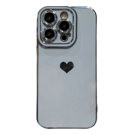 For iPhone 14 Pro Phone Cover 6D Electroplating Side Love Heart Soft TPU Phone Case