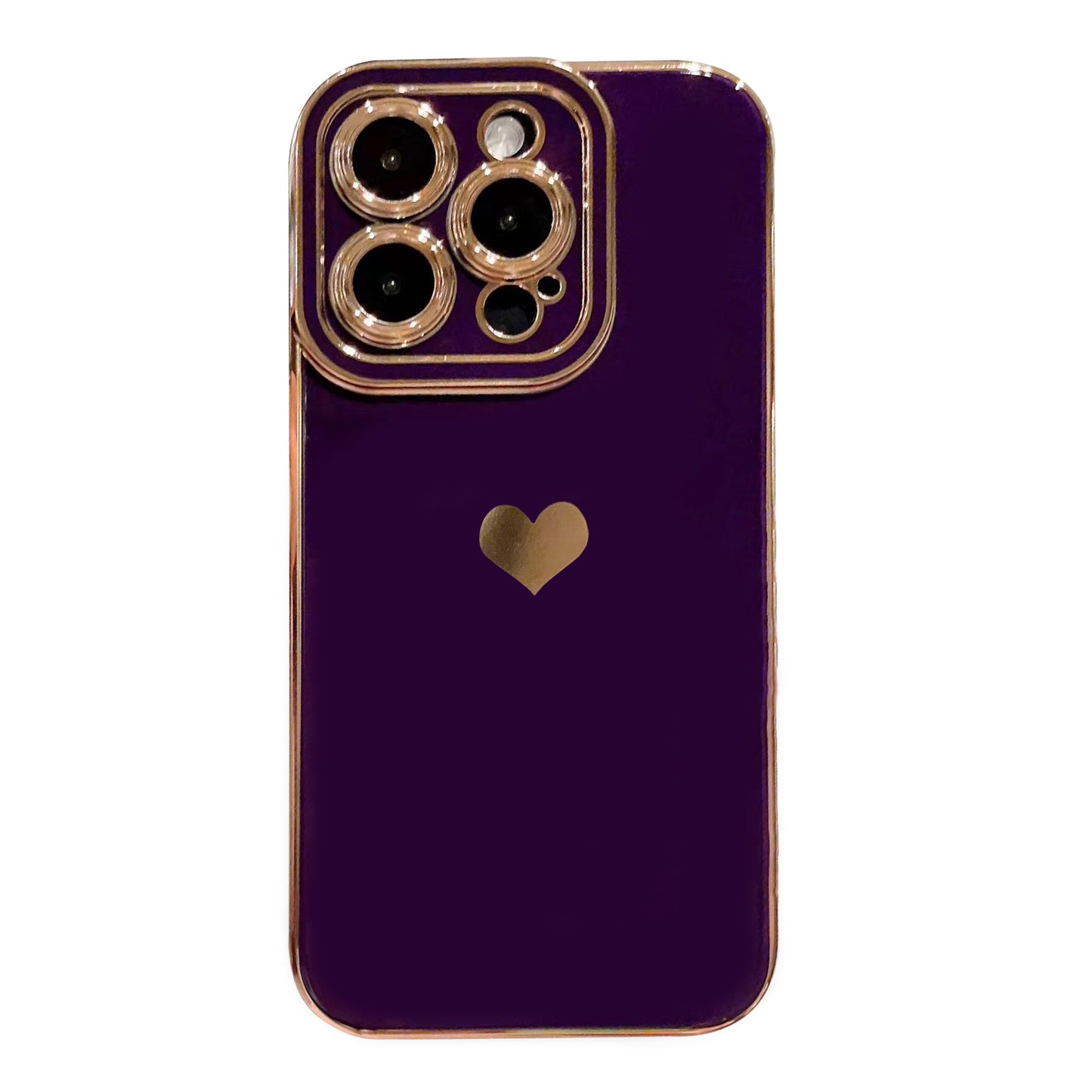 For iPhone 14 Pro Phone Cover 6D Electroplating Side Love Heart Soft TPU Phone Case