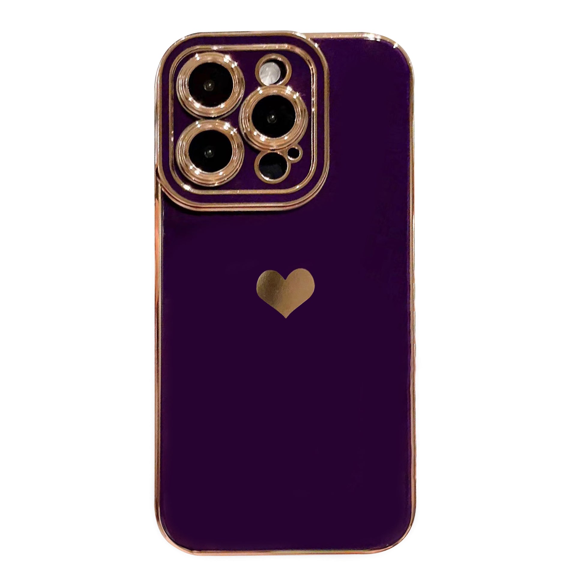 For iPhone 14 Pro Phone Cover 6D Electroplating Side Love Heart Soft TPU Phone Case