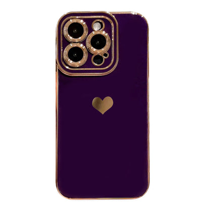 For iPhone 14 Pro Phone Cover 6D Electroplating Side Love Heart Soft TPU Phone Case