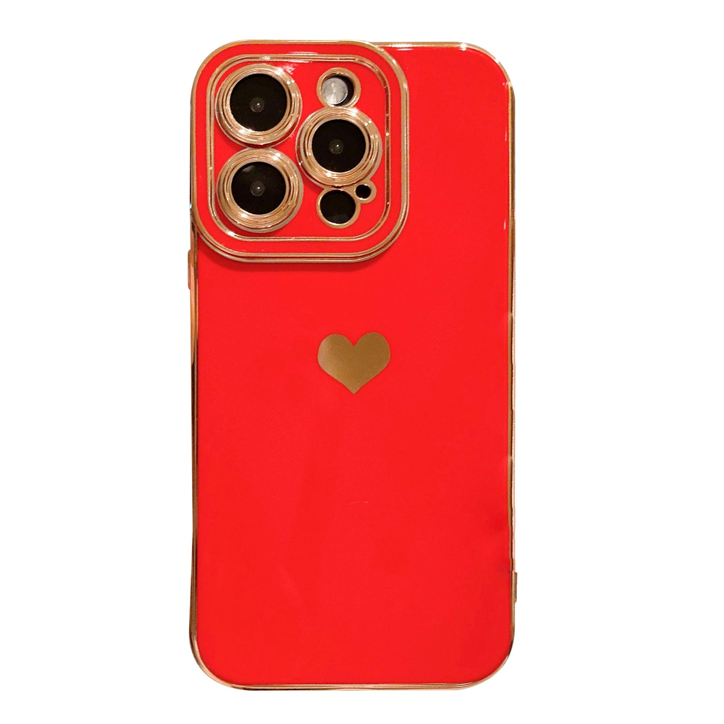 For iPhone 14 Pro Phone Cover 6D Electroplating Side Love Heart Soft TPU Phone Case