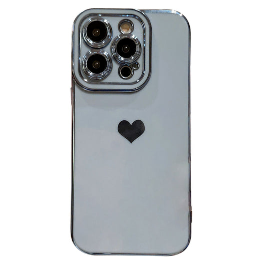 For iPhone 14 Pro Max TPU Phone Case Love Heart 6D Electroplating Phone Cover