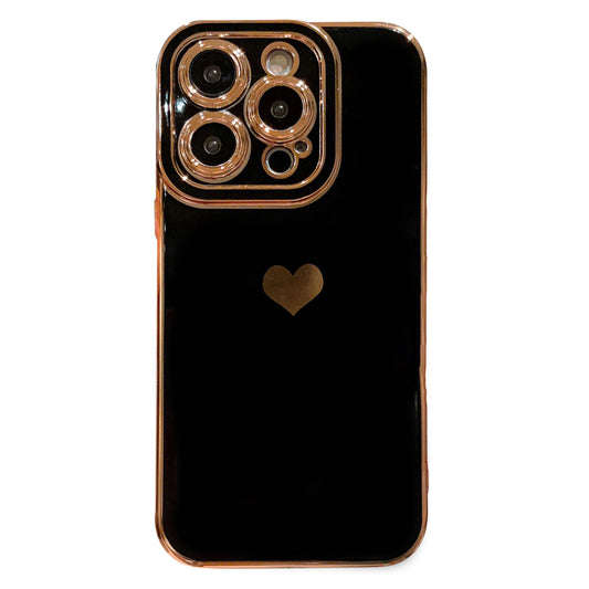 For iPhone 14 Pro Max TPU Phone Case Love Heart 6D Electroplating Phone Cover