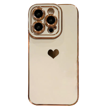 For iPhone 14 Pro Max TPU Phone Case Love Heart 6D Electroplating Phone Cover