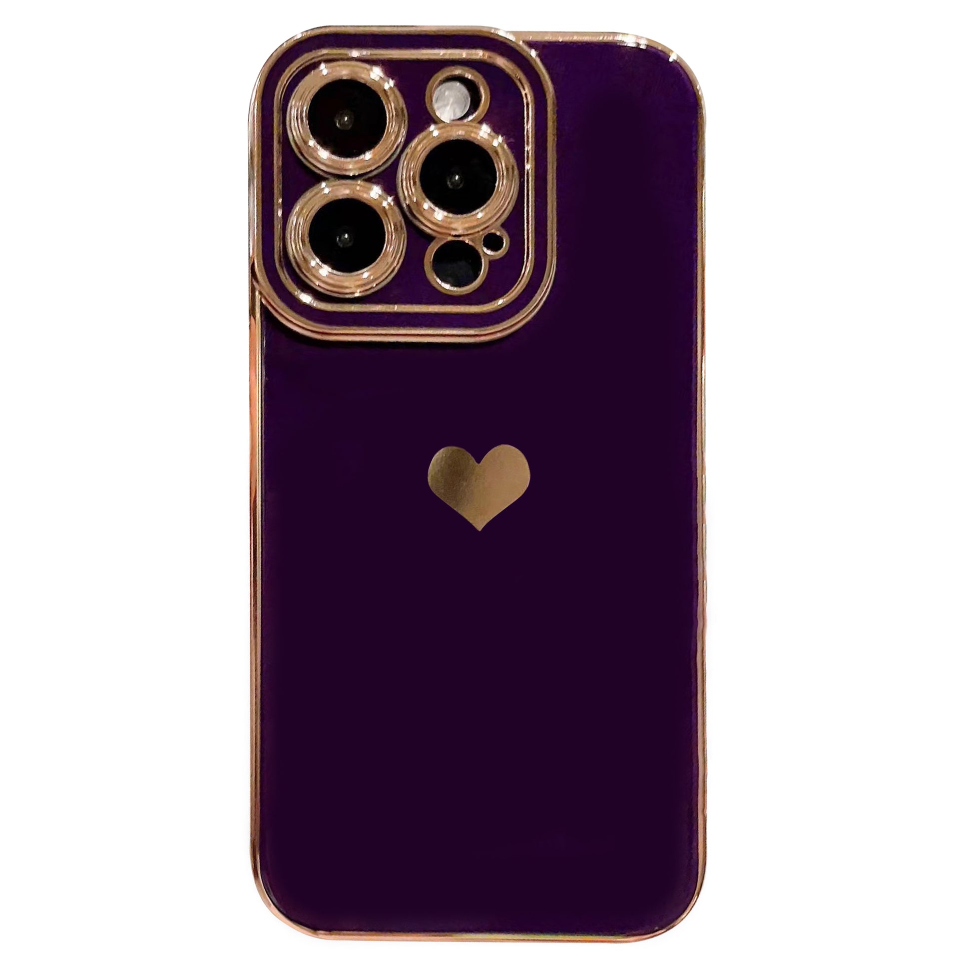 For iPhone 14 Pro Max TPU Phone Case Love Heart 6D Electroplating Phone Cover