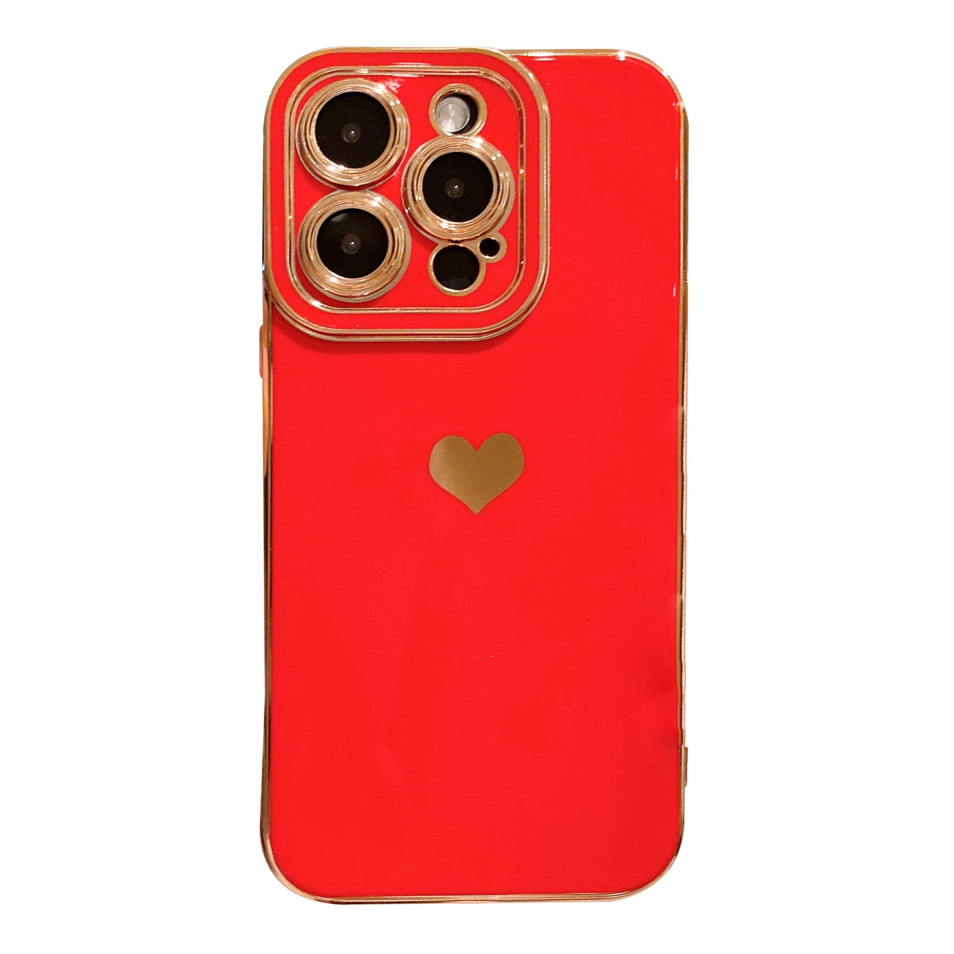 For iPhone 14 Pro Max TPU Phone Case Love Heart 6D Electroplating Phone Cover