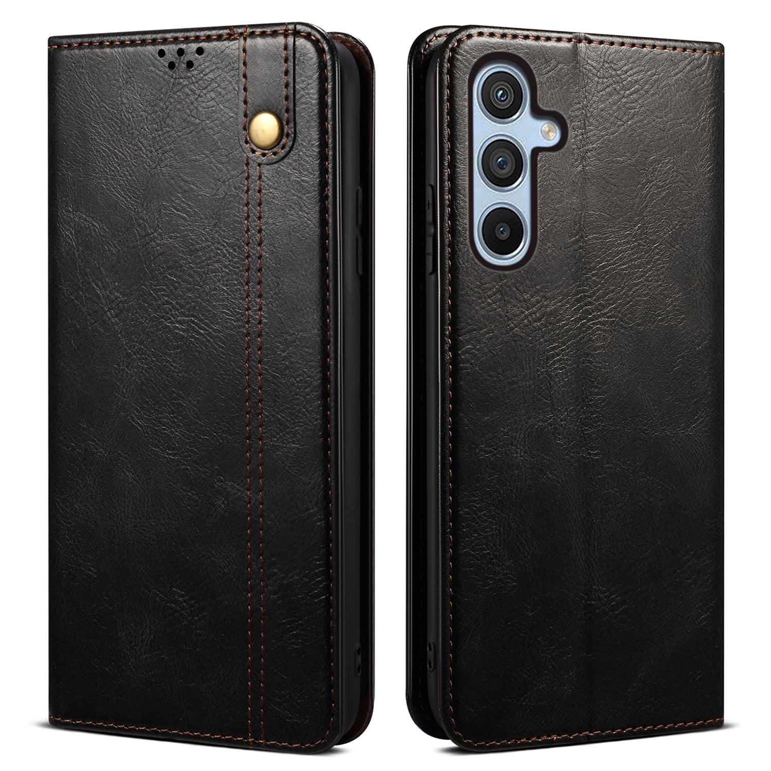 For Samsung Galaxy M14 5G Wallet Waxy Crazy Horse Texture Leather Phone Case Stand Cell Phone Cover
