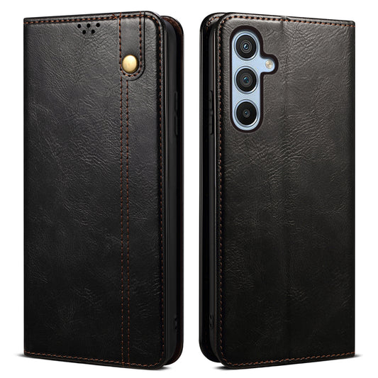 For Samsung Galaxy M14 5G Wallet Waxy Crazy Horse Texture Leather Phone Case Stand Cell Phone Cover