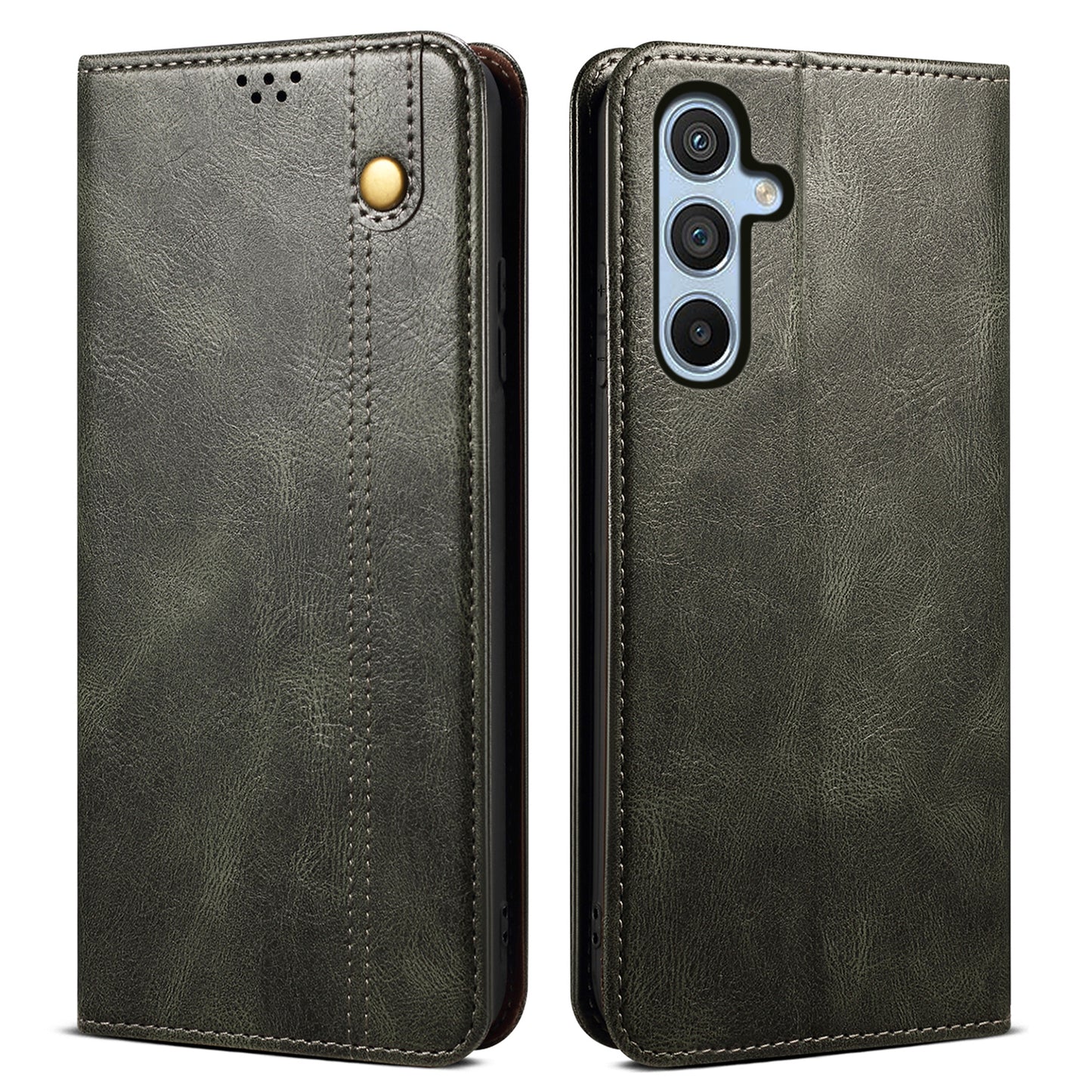 For Samsung Galaxy M14 5G Wallet Waxy Crazy Horse Texture Leather Phone Case Stand Cell Phone Cover