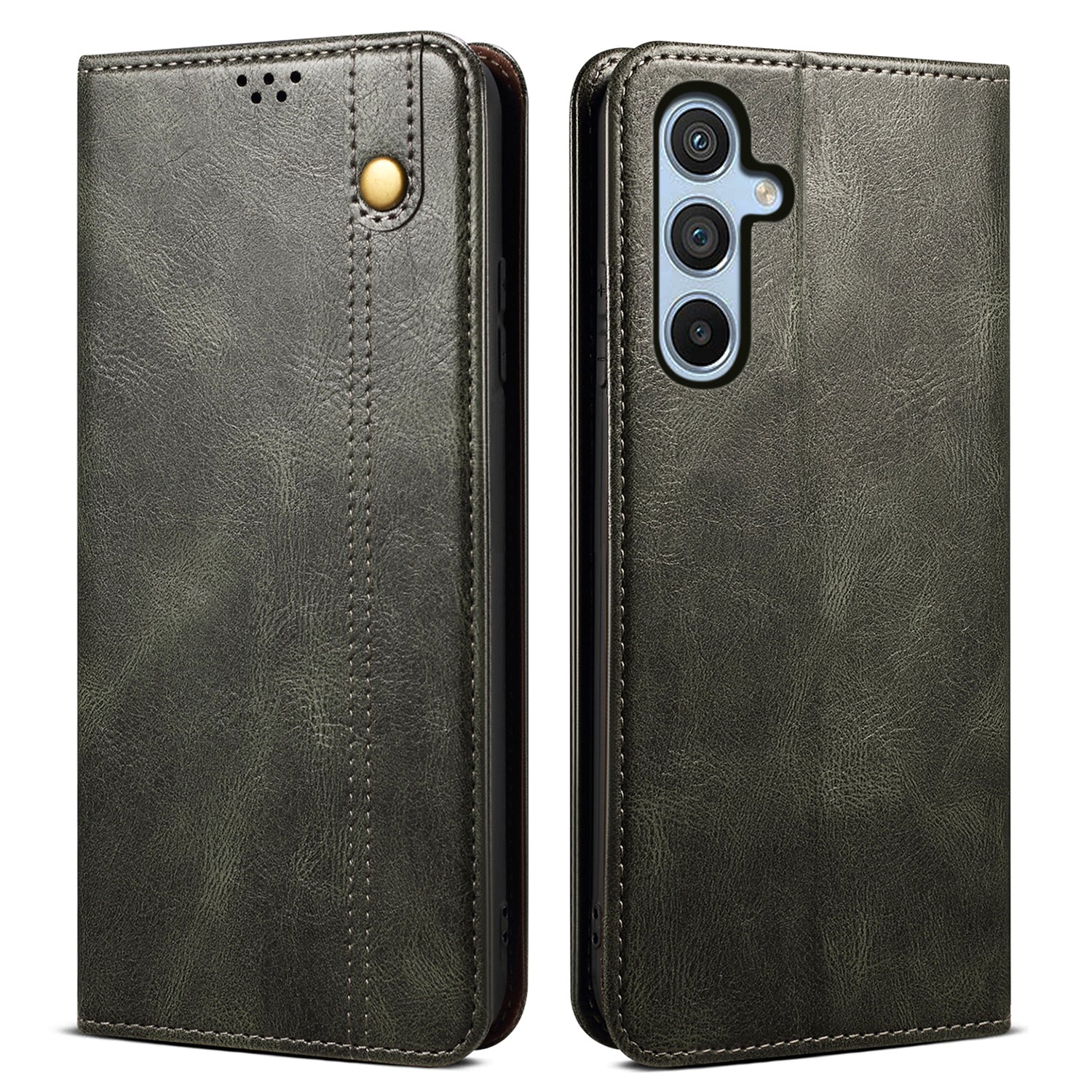 For Samsung Galaxy M14 5G Wallet Waxy Crazy Horse Texture Leather Phone Case Stand Cell Phone Cover