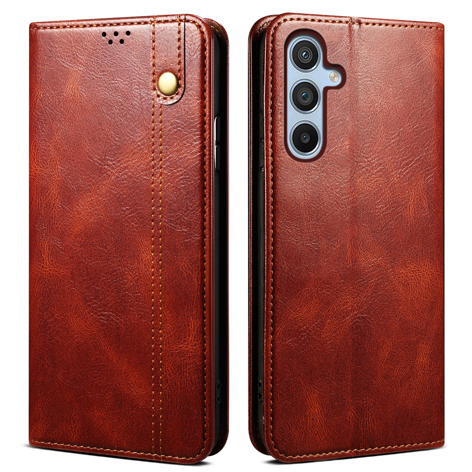 For Samsung Galaxy M14 5G Wallet Waxy Crazy Horse Texture Leather Phone Case Stand Cell Phone Cover