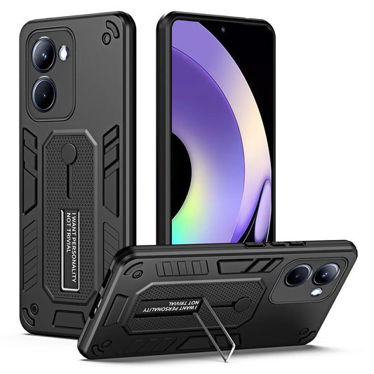 TPU+PC Phone Case for Realme 10 Pro 5G Kickstand Ring Strap Anti-drop Phone Cover