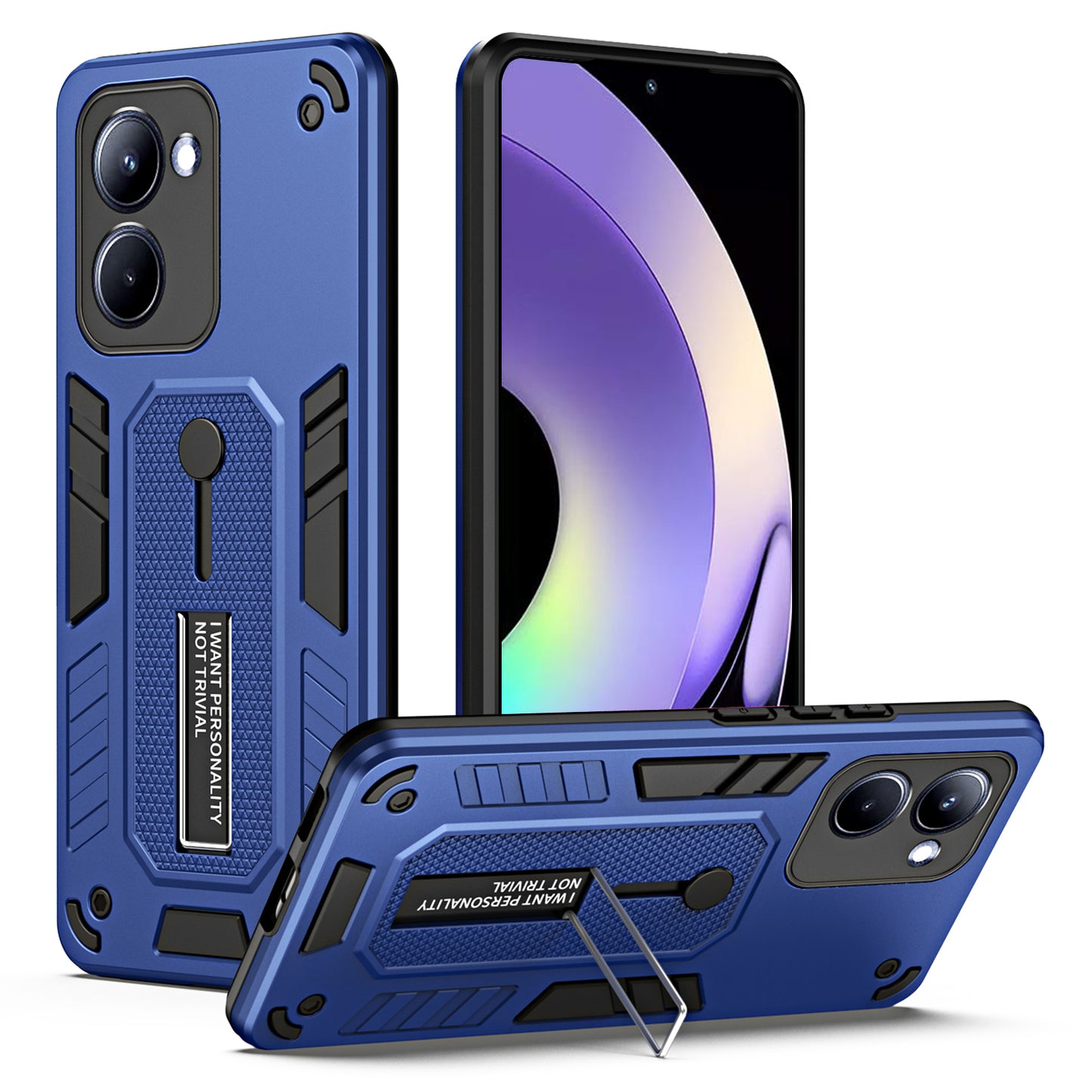 TPU+PC Phone Case for Realme 10 Pro 5G Kickstand Ring Strap Anti-drop Phone Cover
