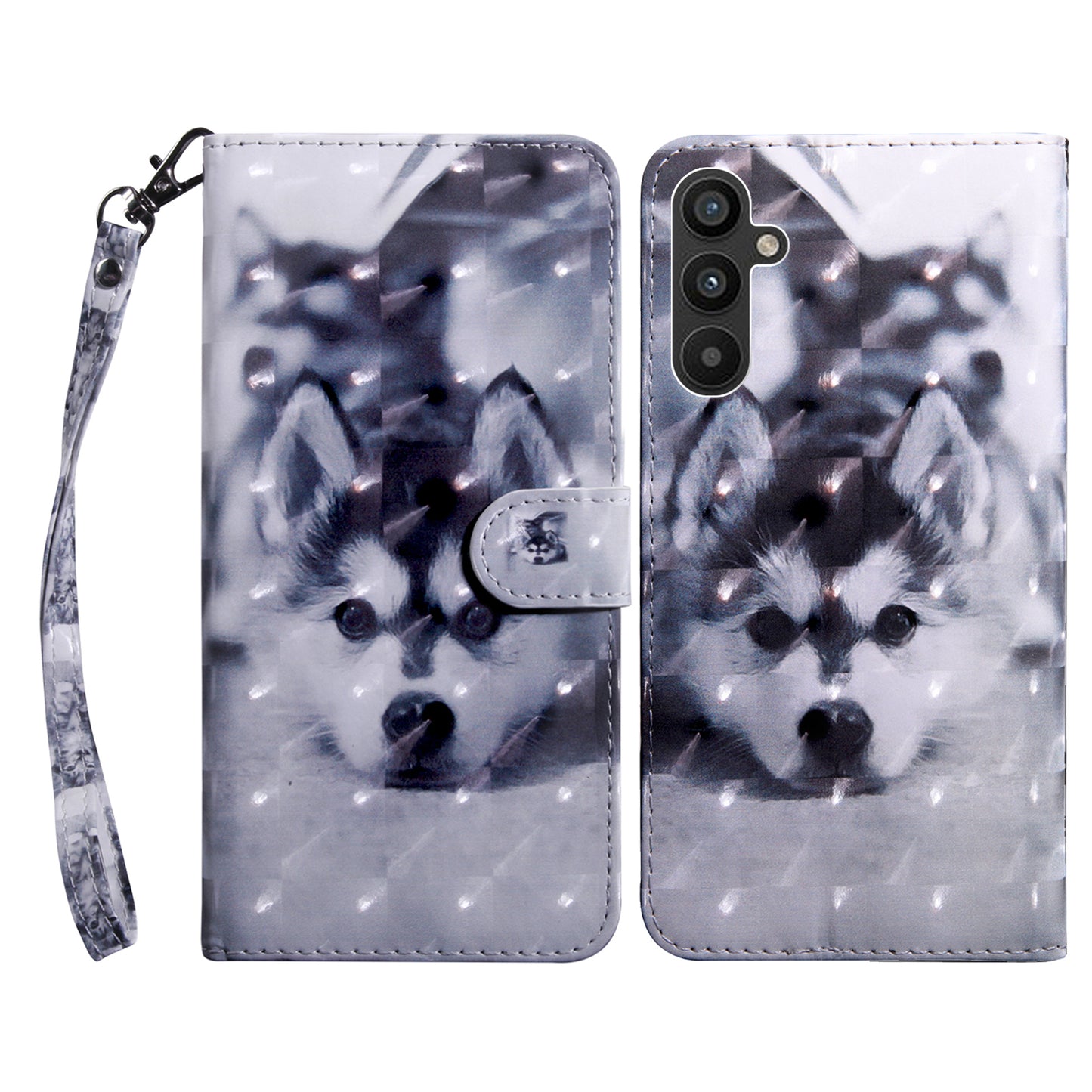 For Samsung Galaxy A34 5G Phone Stand Case PU Leather 3D Pattern Printing Wallet Cover