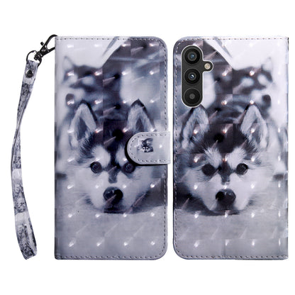 For Samsung Galaxy A34 5G Phone Stand Case PU Leather 3D Pattern Printing Wallet Cover