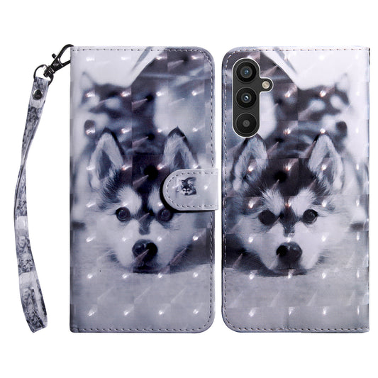 For Samsung Galaxy A34 5G Phone Stand Case PU Leather 3D Pattern Printing Wallet Cover