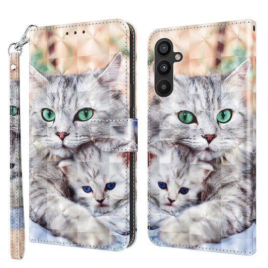 For Samsung Galaxy A34 5G Phone Stand Case PU Leather 3D Pattern Printing Wallet Cover