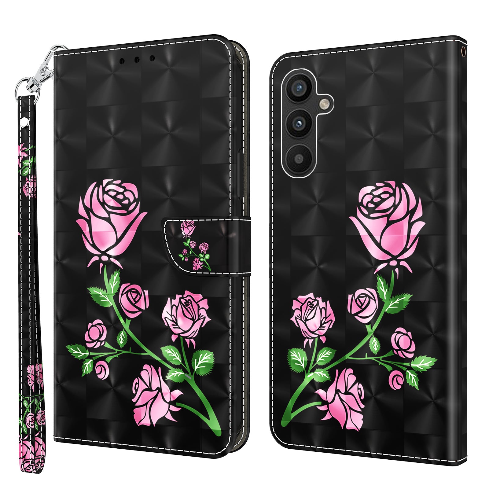For Samsung Galaxy A34 5G Phone Stand Case PU Leather 3D Pattern Printing Wallet Cover