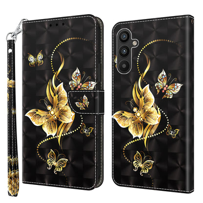 For Samsung Galaxy A34 5G Phone Stand Case PU Leather 3D Pattern Printing Wallet Cover