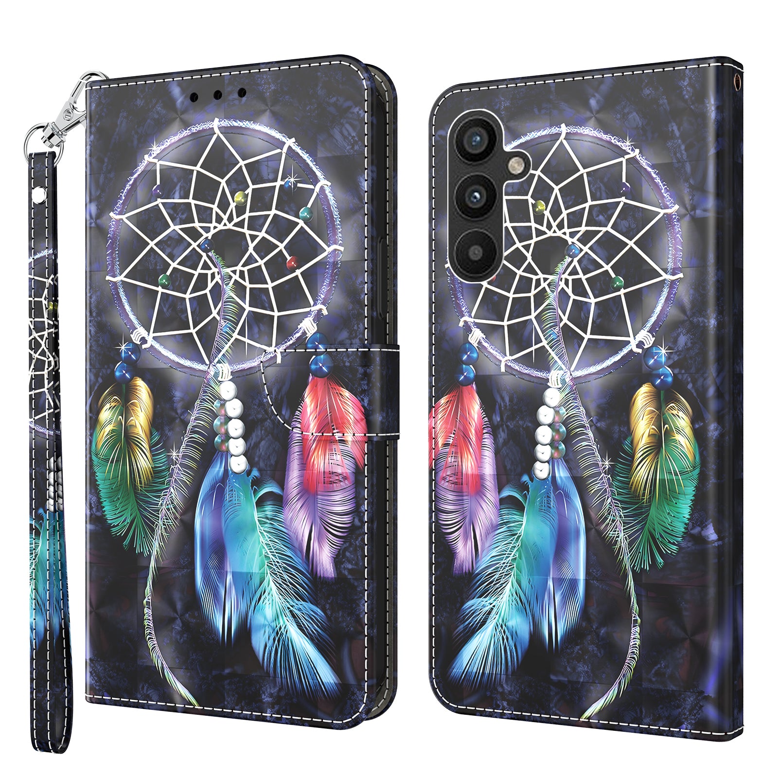 For Samsung Galaxy A34 5G Phone Stand Case PU Leather 3D Pattern Printing Wallet Cover