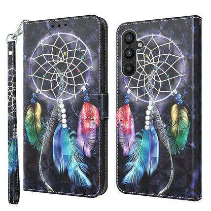 For Samsung Galaxy A34 5G Phone Stand Case PU Leather 3D Pattern Printing Wallet Cover