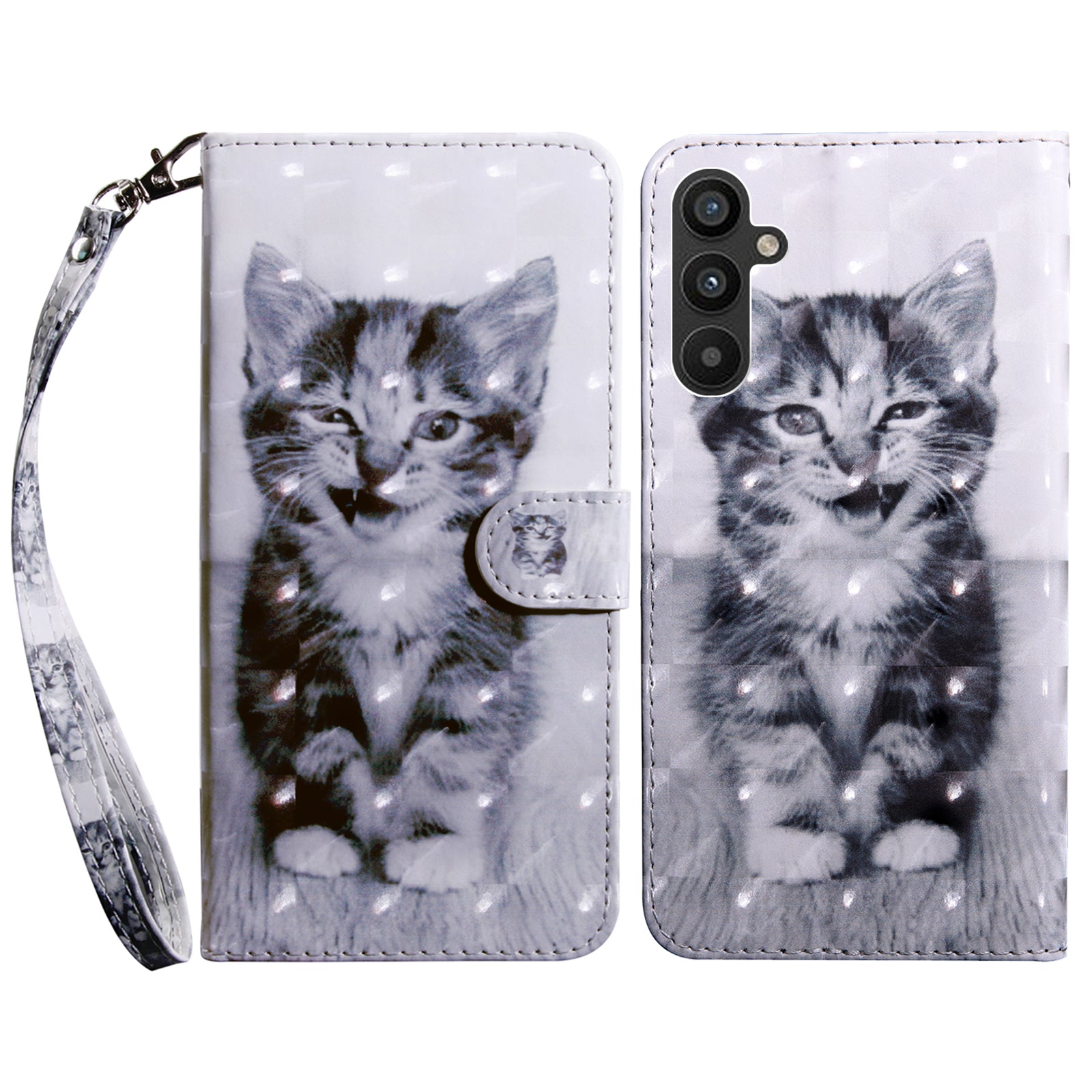 For Samsung Galaxy A34 5G Phone Stand Case PU Leather 3D Pattern Printing Wallet Cover