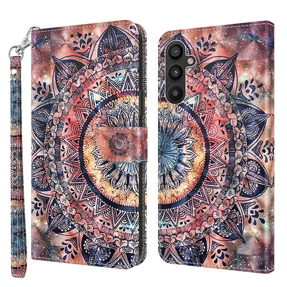 For Samsung Galaxy A34 5G Phone Stand Case PU Leather 3D Pattern Printing Wallet Cover