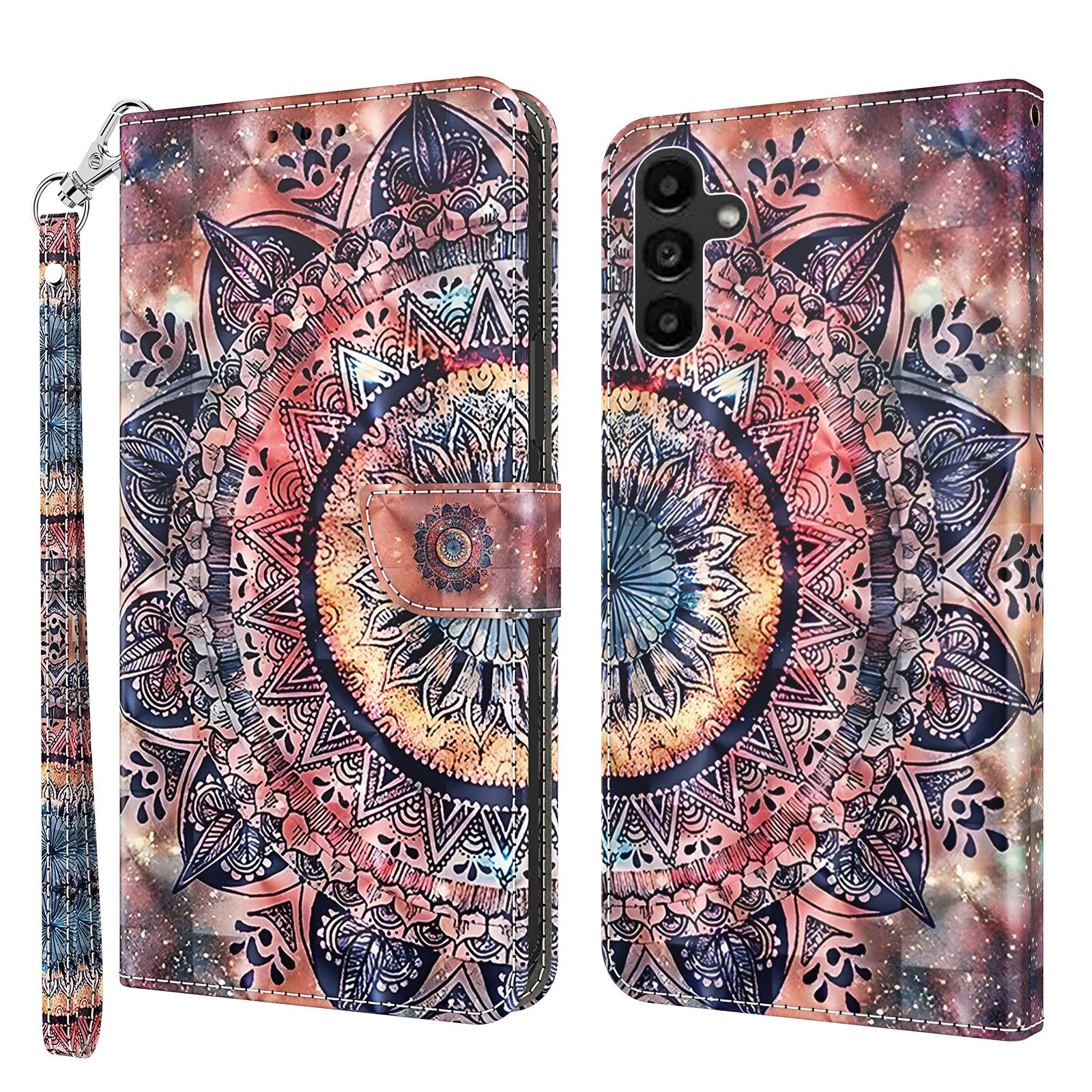 For Samsung Galaxy A24 4G 3D Pattern Printing PU Leather Phone Case Folding Stand Wallet Cover