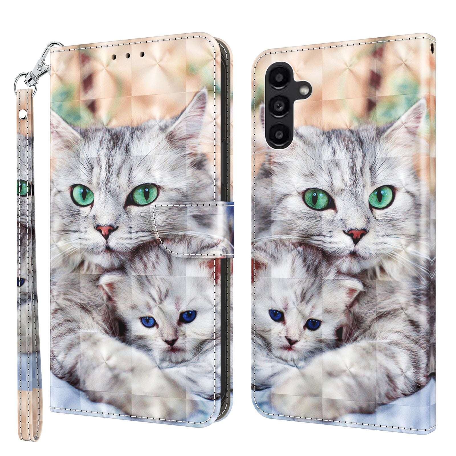 For Samsung Galaxy A24 4G 3D Pattern Printing PU Leather Phone Case Folding Stand Wallet Cover
