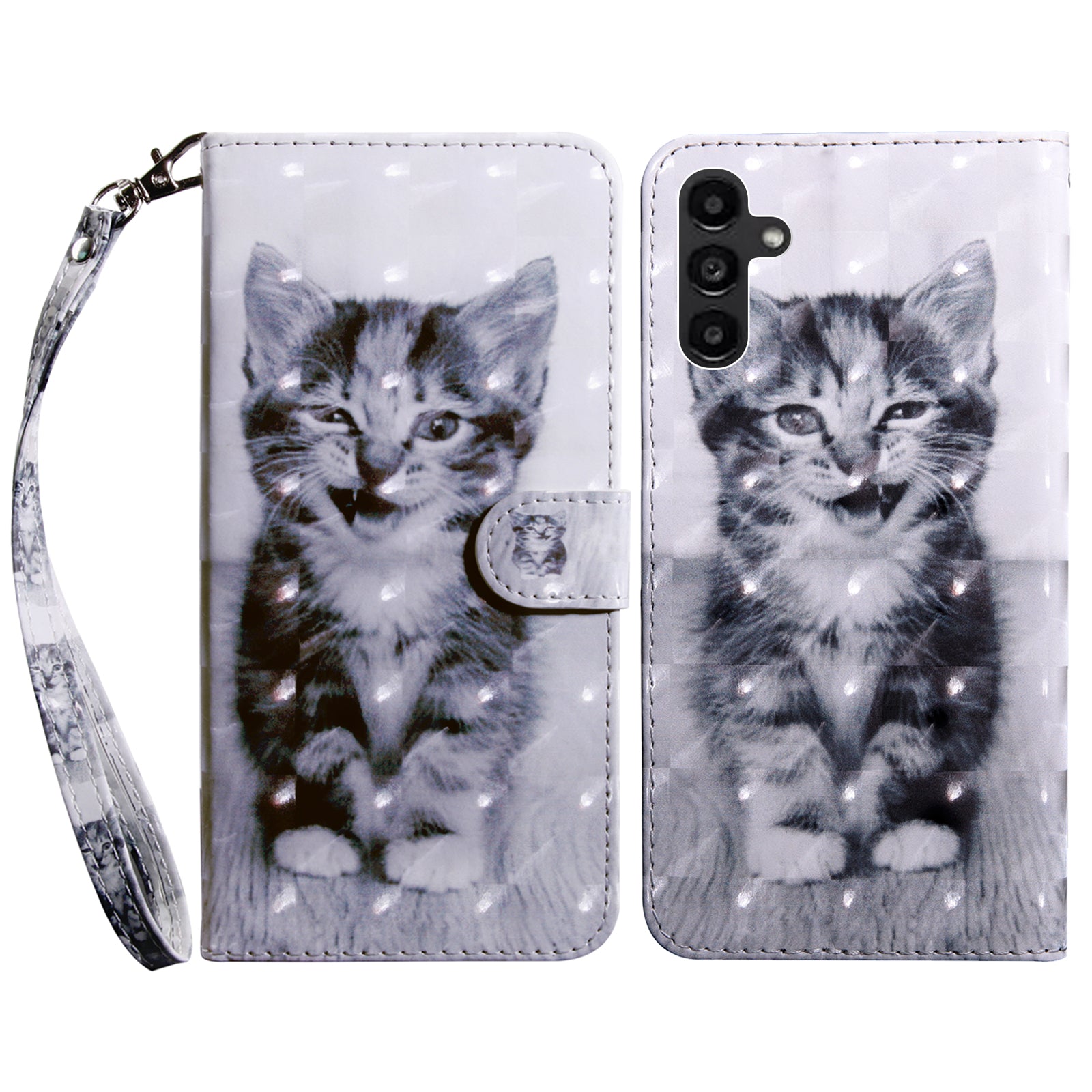 For Samsung Galaxy A24 4G 3D Pattern Printing PU Leather Phone Case Folding Stand Wallet Cover