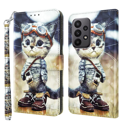 For Samsung Galaxy A24 4G 3D Pattern Printing PU Leather Phone Case Folding Stand Wallet Cover