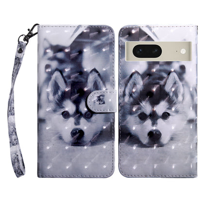 For Google Pixel 7 5G PU Leather Wallet Stand Phone Case 3D Pattern Printing Anti-drop Shell