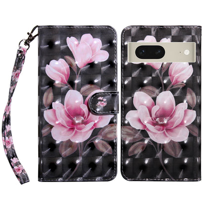For Google Pixel 7 5G PU Leather Wallet Stand Phone Case 3D Pattern Printing Anti-drop Shell