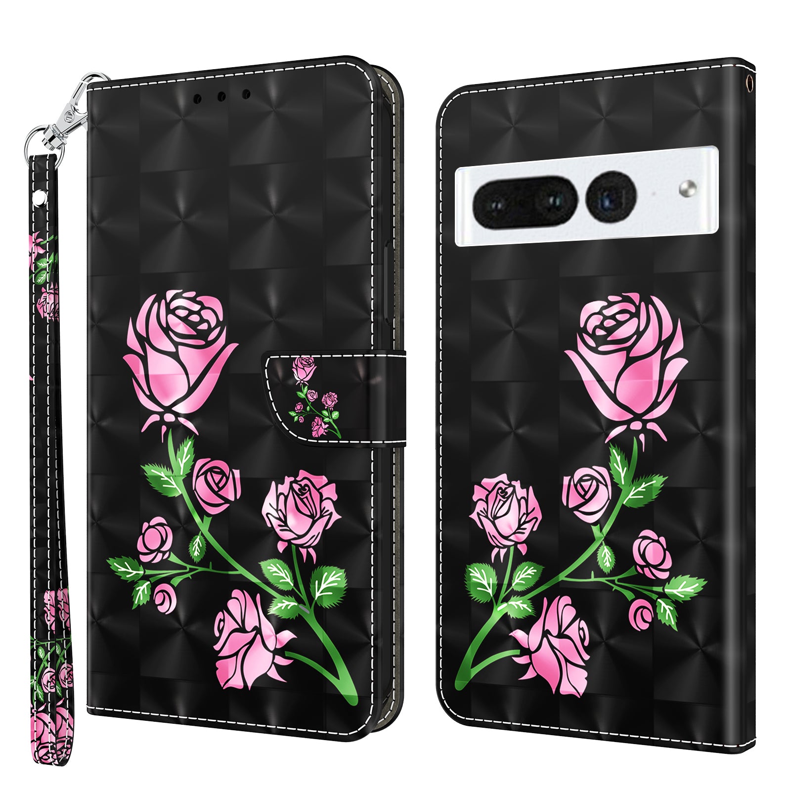 For Google Pixel 7 Pro 5G PU Leather Phone Case 3D Pattern Printing Flip Stand Wallet Shell