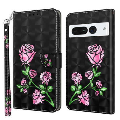 For Google Pixel 7 Pro 5G PU Leather Phone Case 3D Pattern Printing Flip Stand Wallet Shell