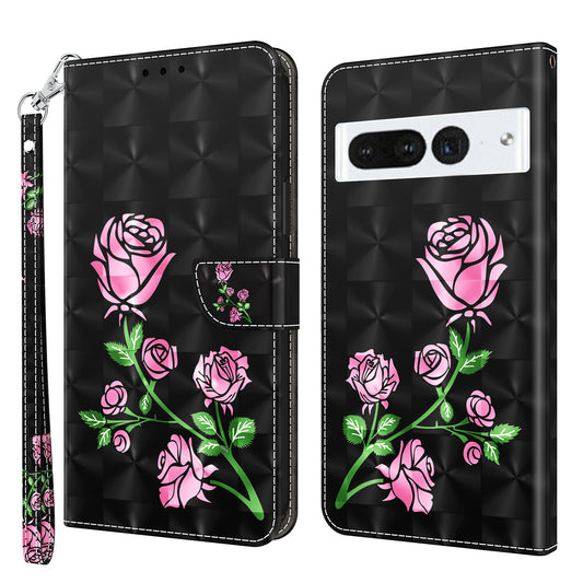 For Google Pixel 7 Pro 5G PU Leather Phone Case 3D Pattern Printing Flip Stand Wallet Shell