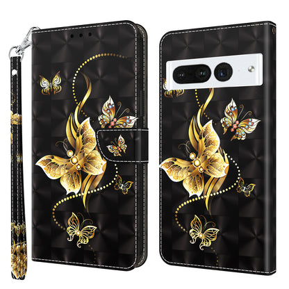 For Google Pixel 7 Pro 5G PU Leather Phone Case 3D Pattern Printing Flip Stand Wallet Shell