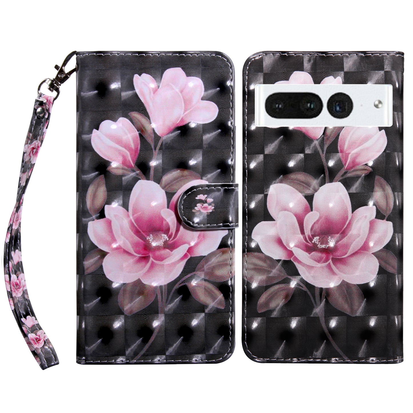 For Google Pixel 7 Pro 5G PU Leather Phone Case 3D Pattern Printing Flip Stand Wallet Shell